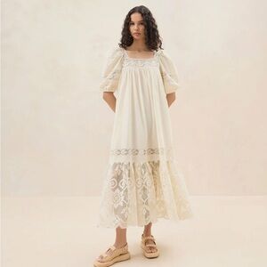Loeffler Randall Jo Cream Puff-Sleeve Dress size S